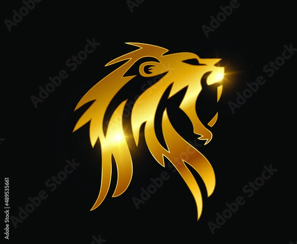 Obraz Golden Lion Head Vector Logo Sign