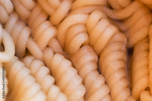 Obraz Instant noodles close-up. Spaghetti and pasta with sauce. Healthy food.