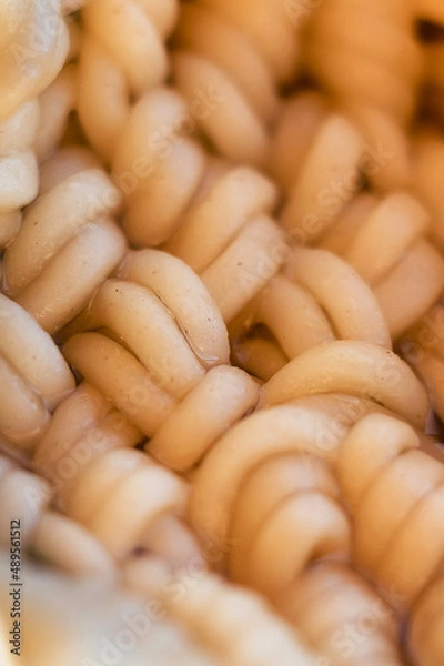 Obraz Instant noodles close-up. Spaghetti and pasta with sauce. Healthy food.