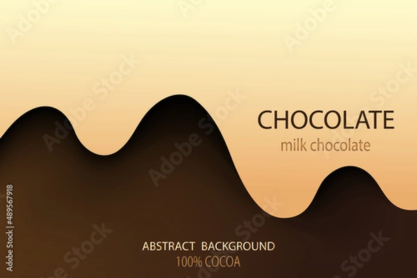 Obraz Flowing chocolate. Abstract, white-brown background. Vector illustration.
