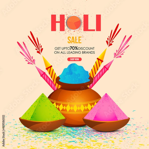 Obraz Colorful holi greeting festival of colors.