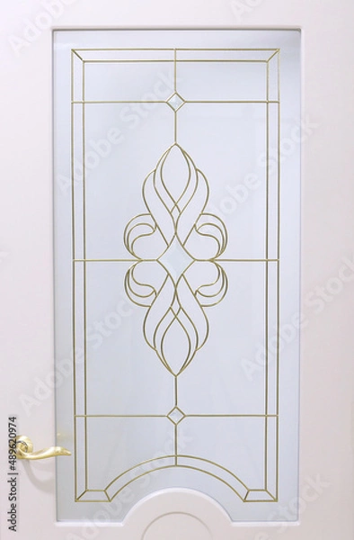 Fototapeta stained glass beautiful stained glass ornament for interior doors tin film decorative composition