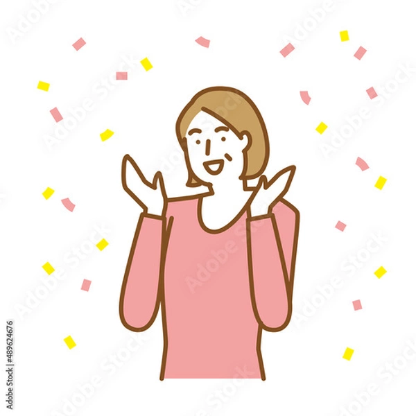 Obraz 両手を広げて喜びを表現する年配の女性