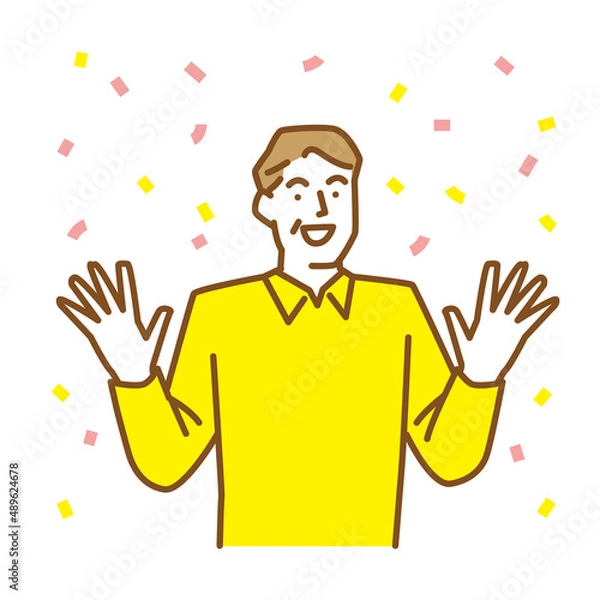 Obraz 両手を広げて喜びを表現する年配の男性