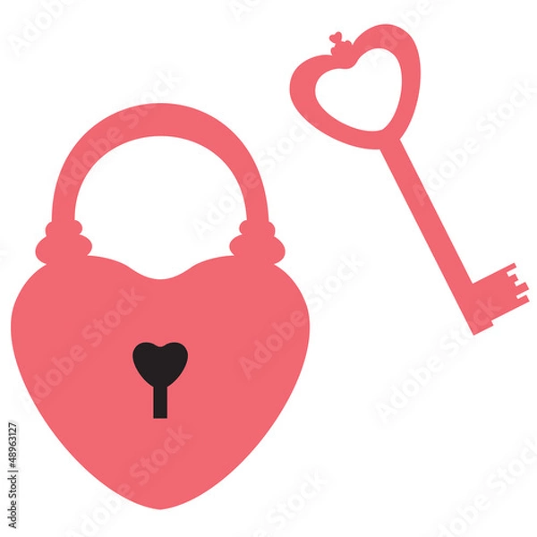 Fototapeta Heart lock and key