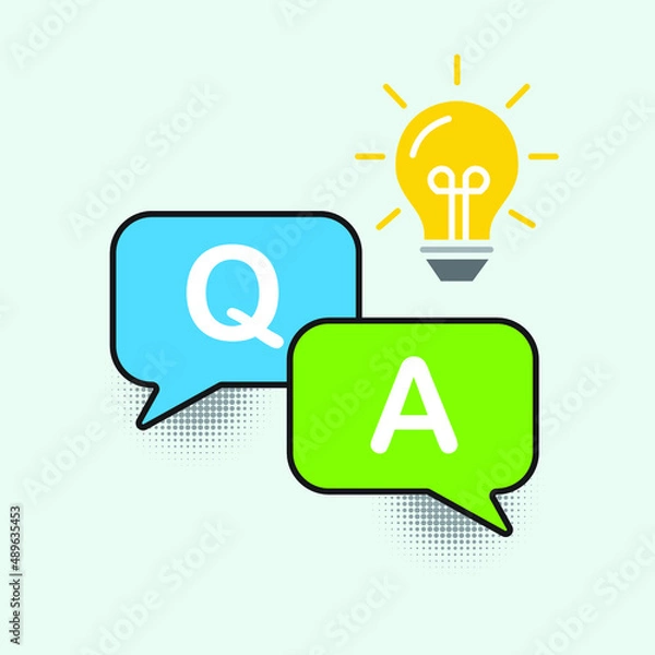 Fototapeta Question and answers concept. Creative idea design. Flat vector for template, brochure or presentation.