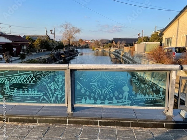 Fototapeta 橋から見る柳川の風景