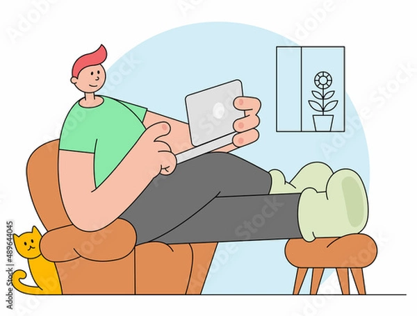 Fototapeta Man working from home