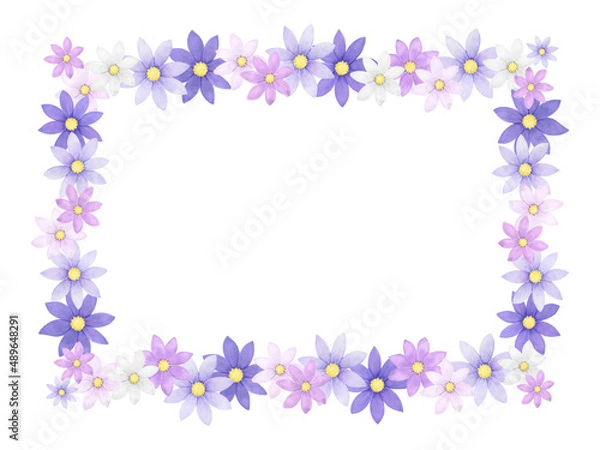 Obraz パステルカラーの花　水彩イラストフレーム