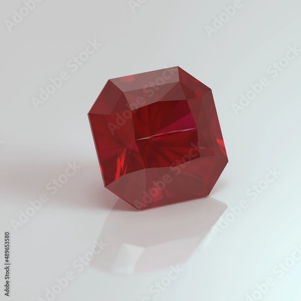 Fototapeta ruby gemstone radiant square 3D render