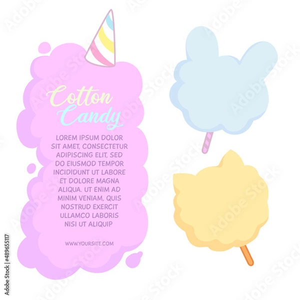 Fototapeta collection of cotton candy speech bubbles vector