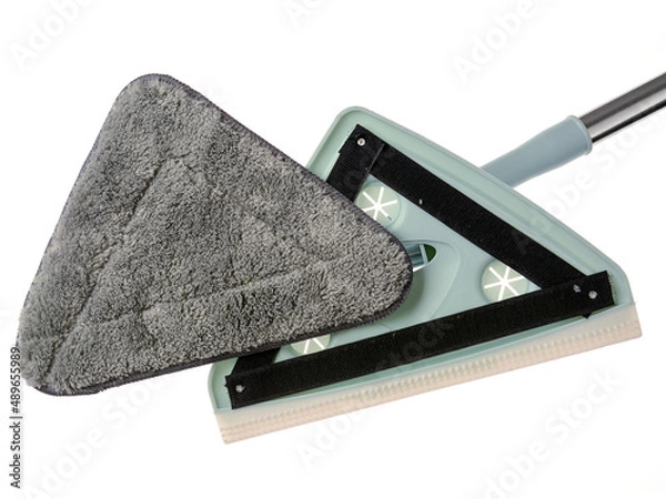 Fototapeta The mop is triangular with interchangeable nozzles.