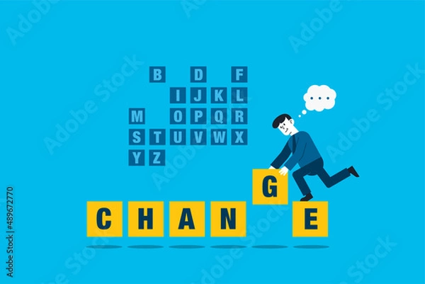 Fototapeta Business transformation, change management or transition to better innovative company, improvement and adaptation to new normal concept.