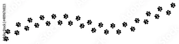 Fototapeta nvis23 NewVectorIllustrationSign nvis - paw vector foot trail print of cat - track banner . animal tracks background . transparent sign . 4to1 . AI 10 / EPS 10 . g11256