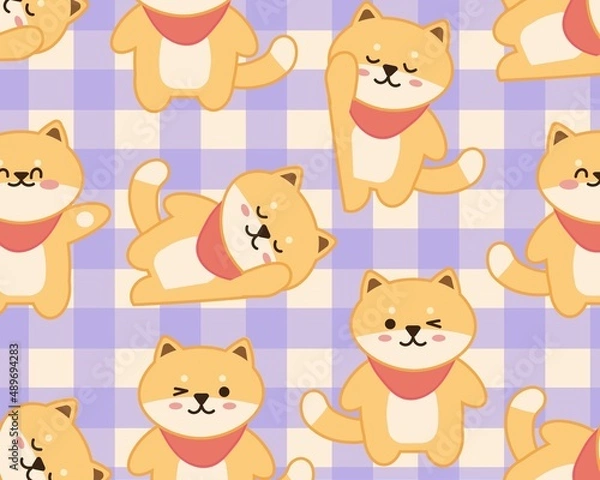 Obraz Seamless pattern with cat