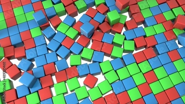 Obraz 3d seamless cubes pattern. Multicolor tile background. Abstract square mosaic.