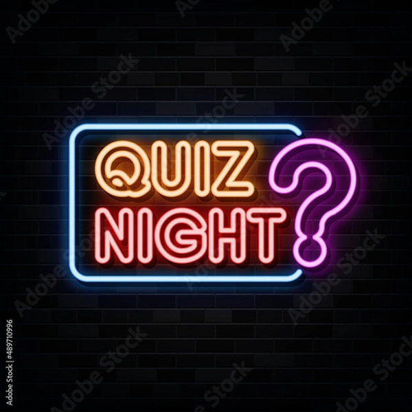 Obraz Quiz night neon text. neon sign. neon symbol