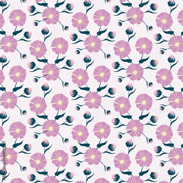 Fototapeta flowers beautiful pattern background, great for wrapping paper, banner, textile, wallpaper. cartoon vector illustrations
