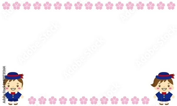 Fototapeta 園児と桜の背景