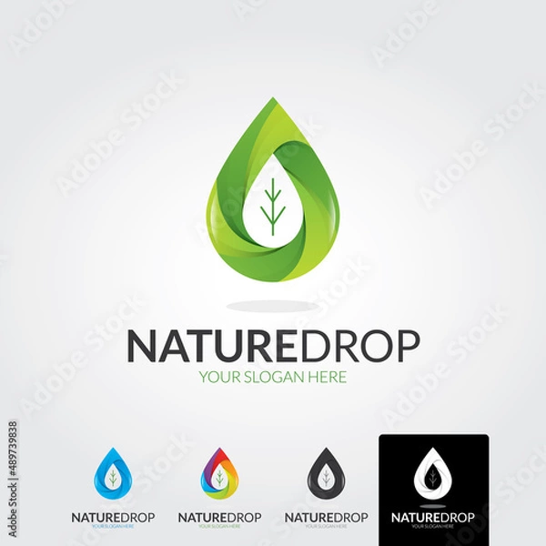 Fototapeta Nature drop logo template - vector