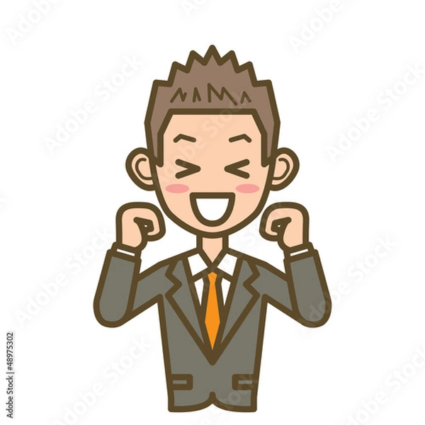 Fototapeta ビジネスマン　F02　上半身　喜ぶ
