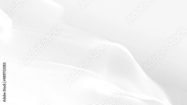 Obraz Dot white gray wave light technology texture background. Abstract big data digital concept. 3d rendering.