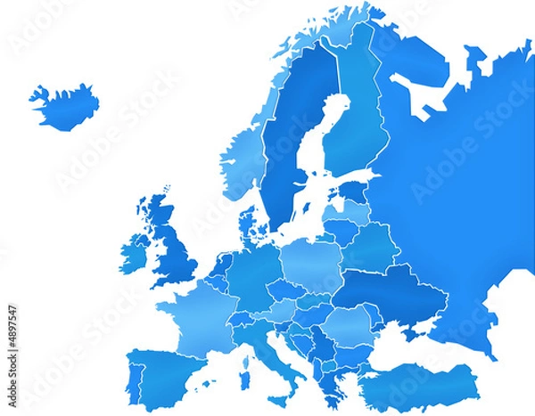 Obraz Mapa Europy Blue Camaieu