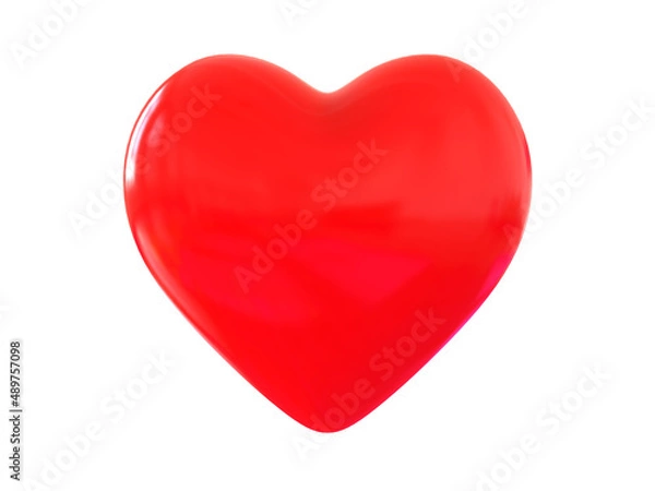Fototapeta Pink red heart glossy shape isolated on white background with clipping path. Object.