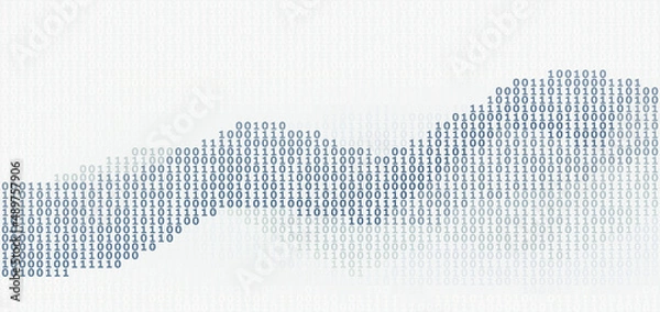 Obraz Binary code wave. Vector pattern with digital stream