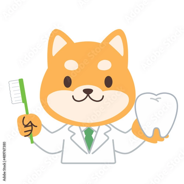 Obraz 歯ブラシを持つ犬の先生