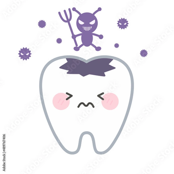 Obraz 虫歯になった歯のキャラクター