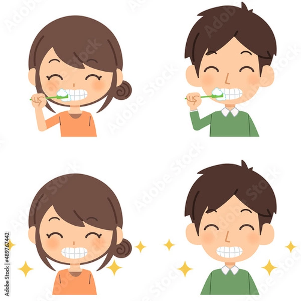Obraz 歯磨きをする男女
