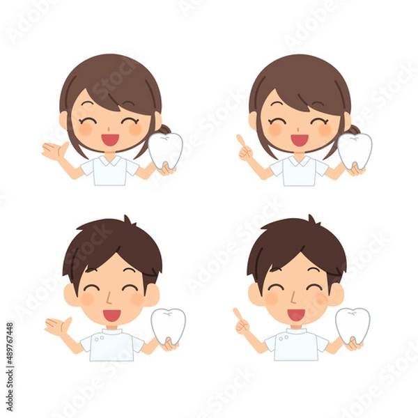 Obraz 歯を持つ男女の歯科医