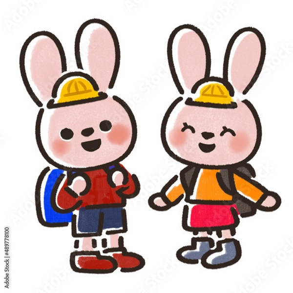 Obraz 小学生のうさぎイラスト