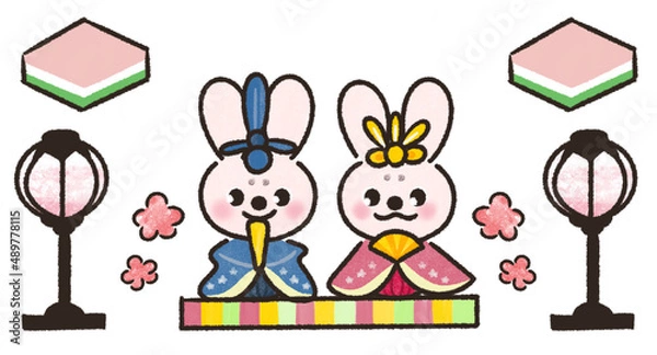 Obraz うさぎのひな祭りイラストセット