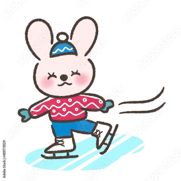 Obraz スケートをするウサギ