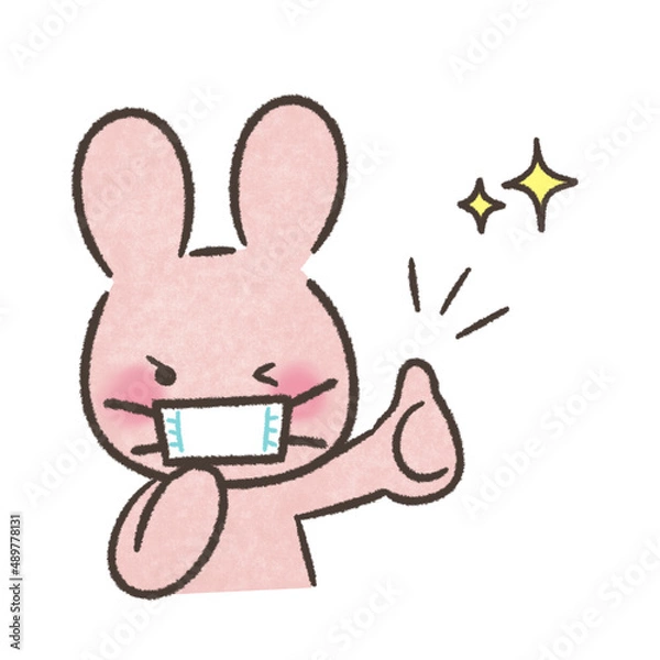 Obraz グーサインをするうさぎのイラスト
