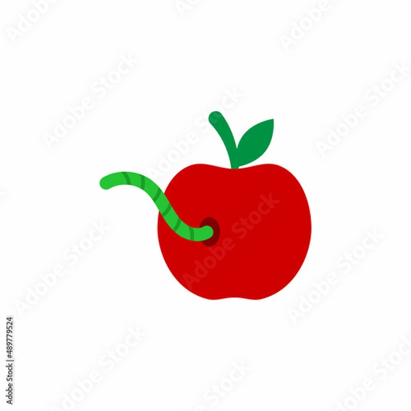 Obraz Apple worm icon design template illustration vector