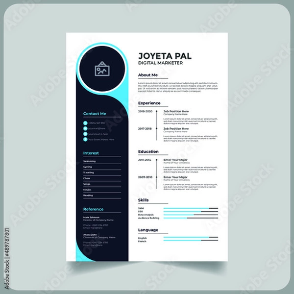Obraz Digital marketer CV or Resume template
