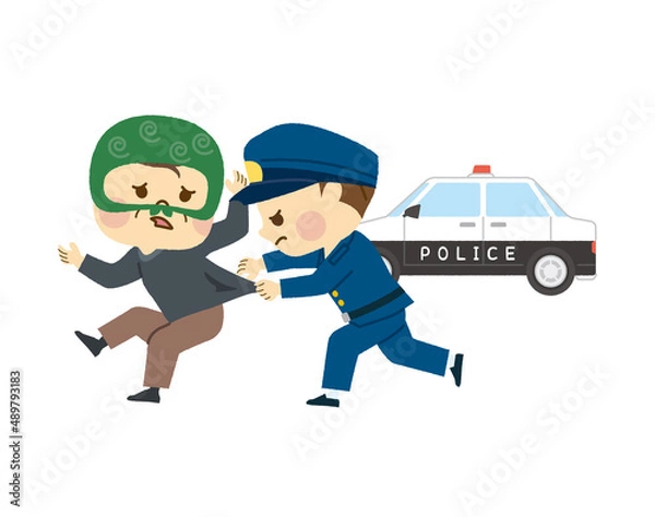 Obraz 泥棒を捕まえる警察官