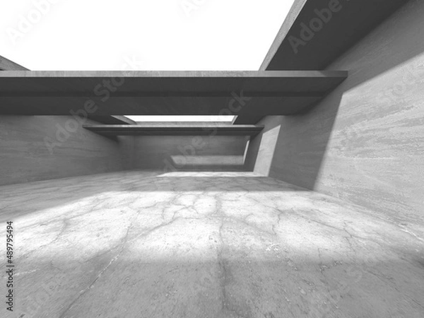 Fototapeta Abstract architecture background. Empty rough concrete interior