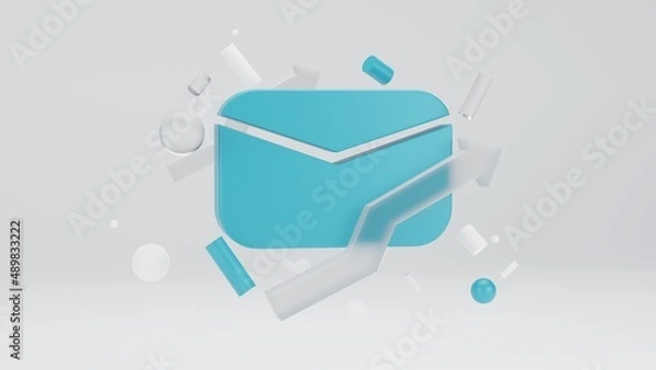 Fototapeta Blue letter on white isolated background. 3D-rendering	