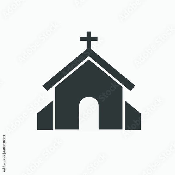 Fototapeta church, christian, religion, building, cathedral icon vector symbol on grey background