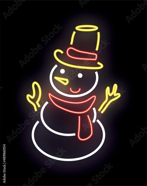 Obraz Neon snowman vector