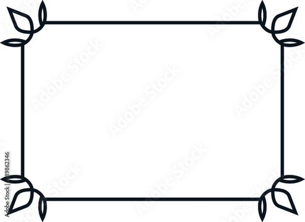Fototapeta Vector border frame. Background or album page. Simple rectangular horizontal billboard, card, plaque, signboard, sticker or label 