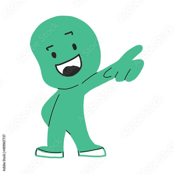 Fototapeta Cute smiling eco character is happy.Vector illustration with a flat cartoon face. Isolated on a white background. green cute character, mascot logo idea positive concept