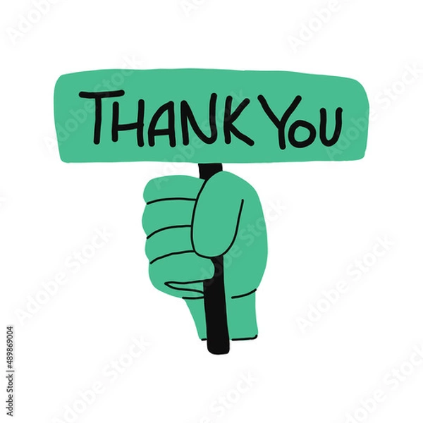 Fototapeta Thank you Hand drawn lettering. Calligraphic Lettering, Vector illustration.