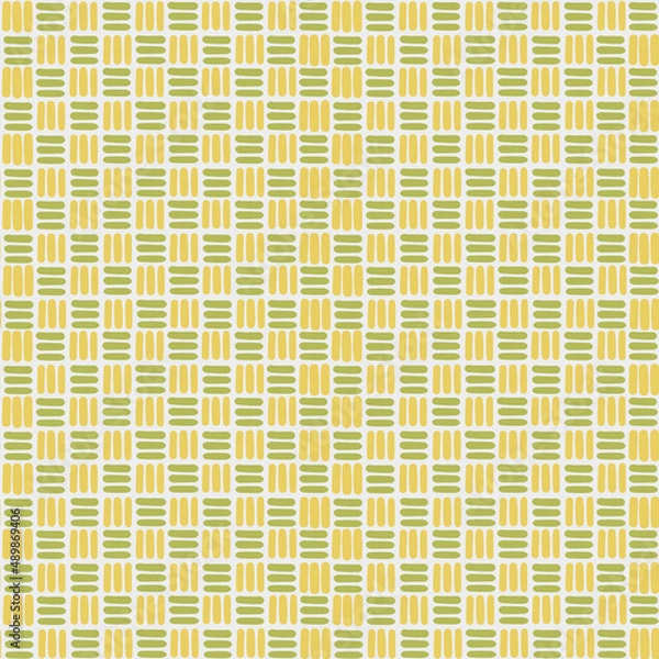 Fototapeta Abstract checkered seamless pattern. Knitting imitation. Vector illustration. Yellow and green.