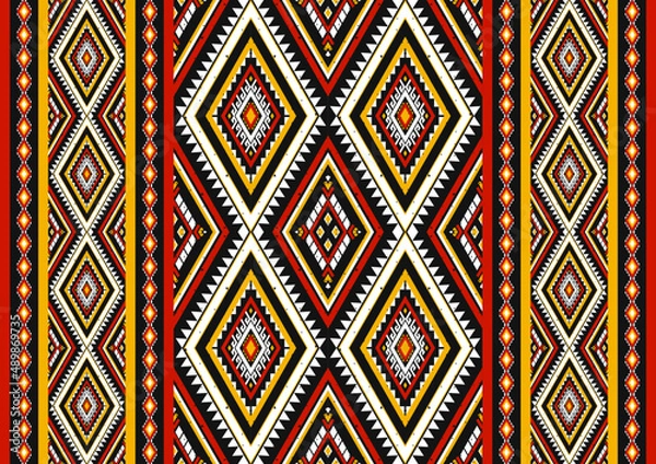Obraz Geometric ethnic oriental seamless pattern traditional. Tribal style striped. Design for background, wallpaper, vector illustration, fabric, clothing, batik, carpet, embroidery.