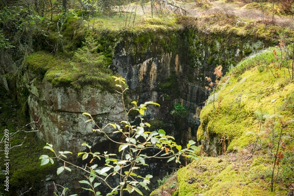 Fototapeta view of the giant rocks, in which military facilities of the past centuries have been cut through - the fortress fort in stone